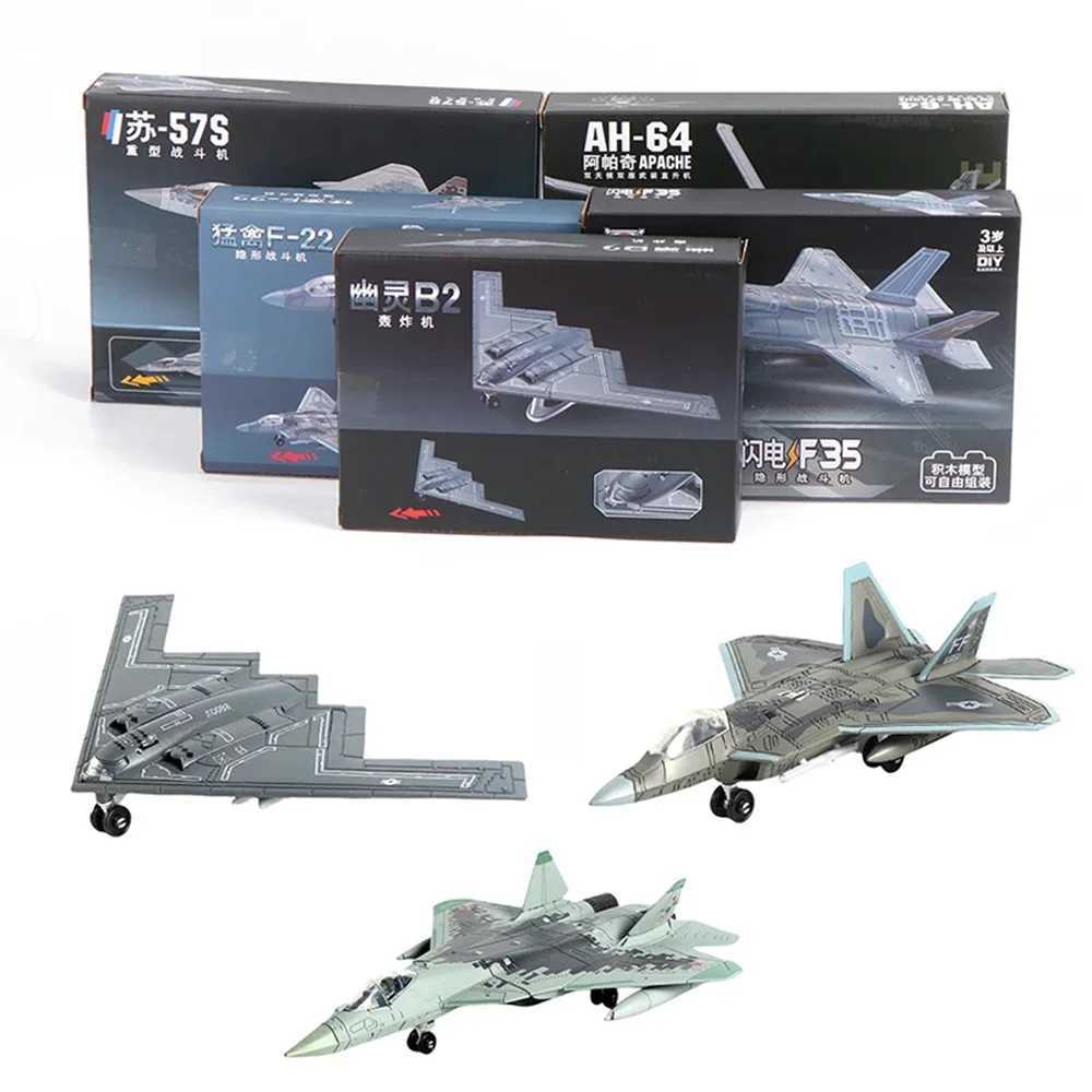 1 Piece DIY 3D Puzzle Assemble Collection Toys T14 Tank F14 F22 J35 Fighter AH64 Helicopter Model Ornament Building Blocks Toy C251118
