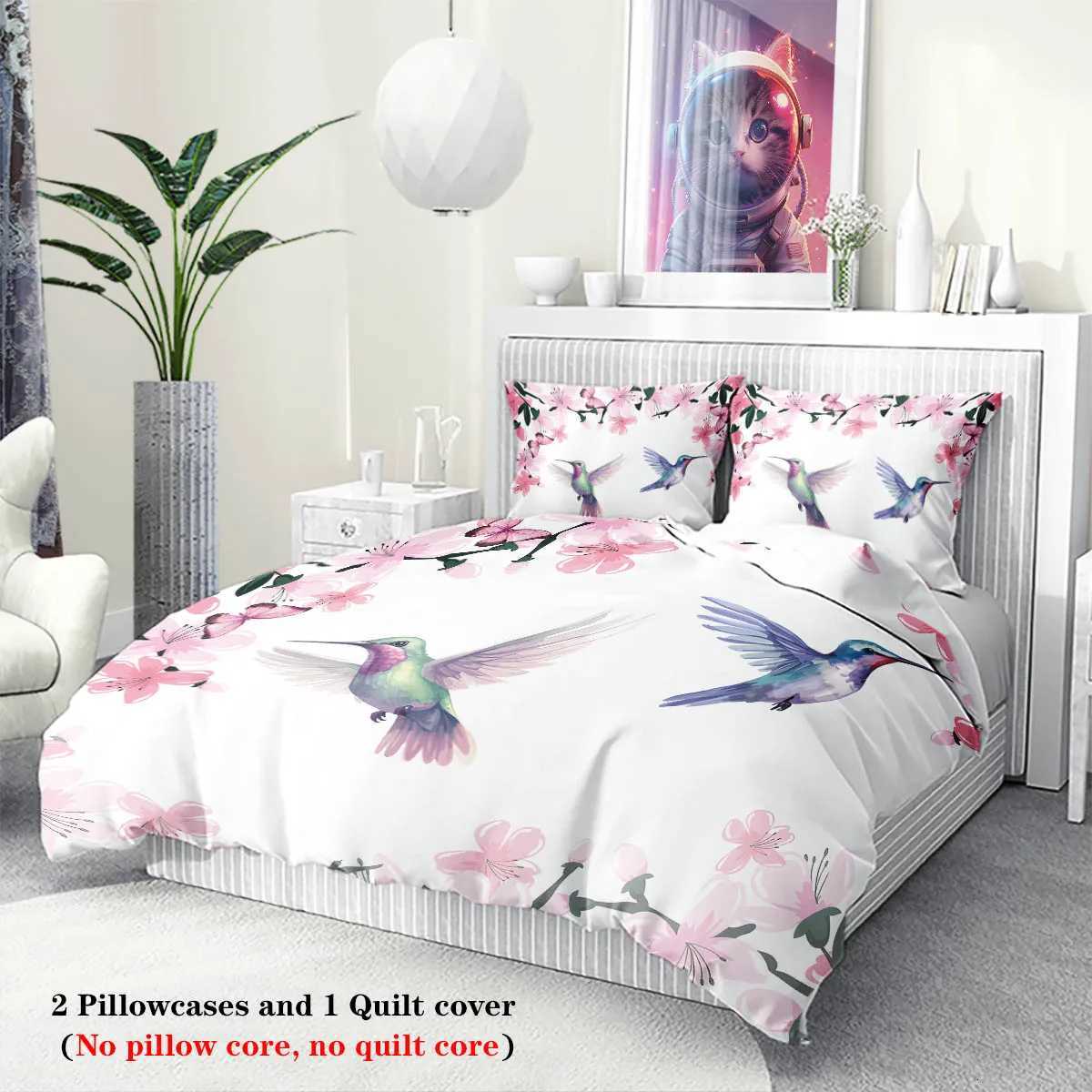 3pcs Spring Themed Bird and Flower Printed Bedding SetFor Bedroom Guest Room 1Duvet Cover 2 case NO CoreM251118