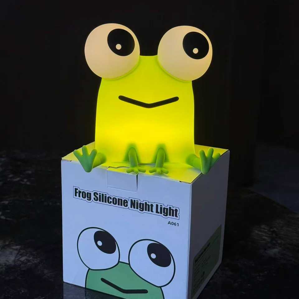 Frog Night Light LED Night Light Children Cute Frog Lamp with Touch Control Dimmable Silicone Childrens Room Night Light M251118