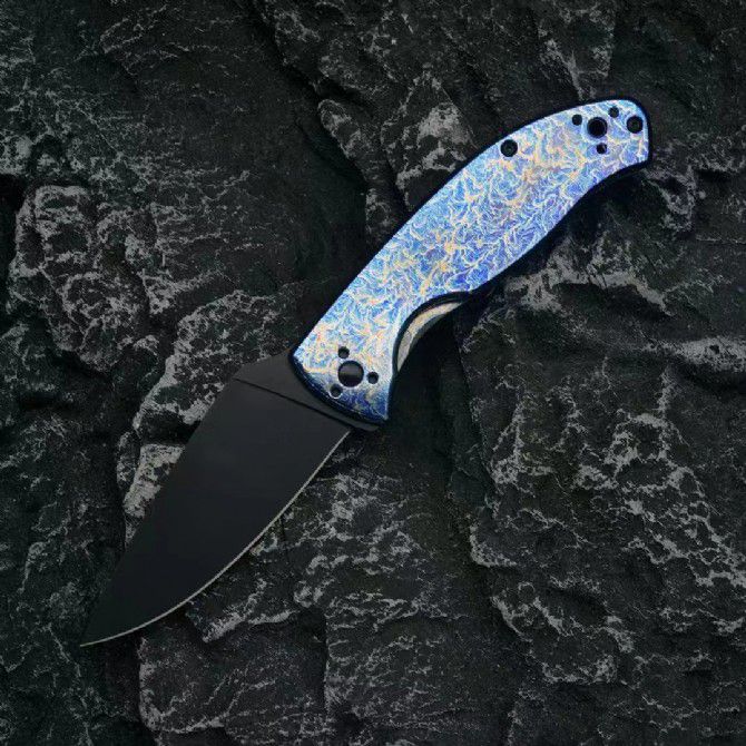 C122 Pocket Folding Knife CPM-S35v Titanium Coating Blade CNC TC4 Titanium Alloy Handle Outdoor Camping Hiking Fishing EDC Knives