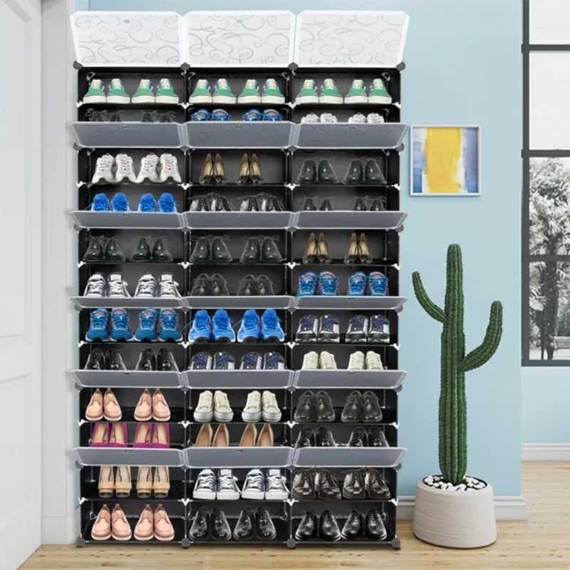 12-Tier Portable 72 Pair Shoe Rack Organizer 36 Grids Tower Shelf Storage Cabinet Stand Expandable for H Boots Slippers B H251117