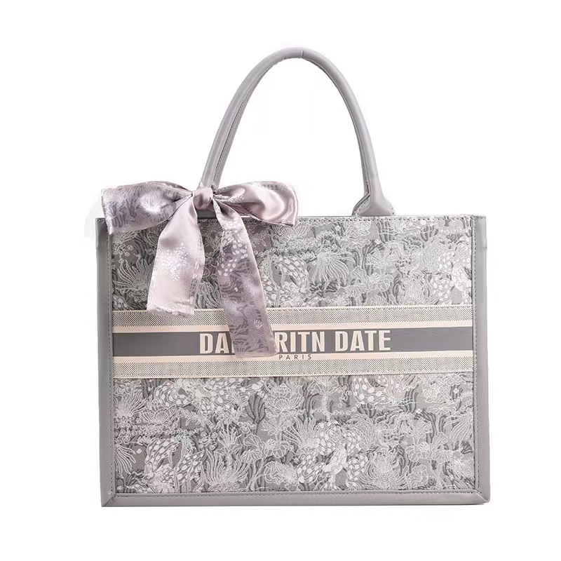 Stylish High-End Ladies' Embroidered Tote Bags - Durable Textured Design with Ample Space