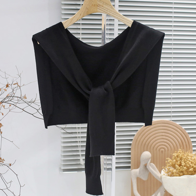 K429 Autumn and winter wool fake collar shoulder shawl knitted knotted scarf shirt outer wear warm neck waistcoat scarf