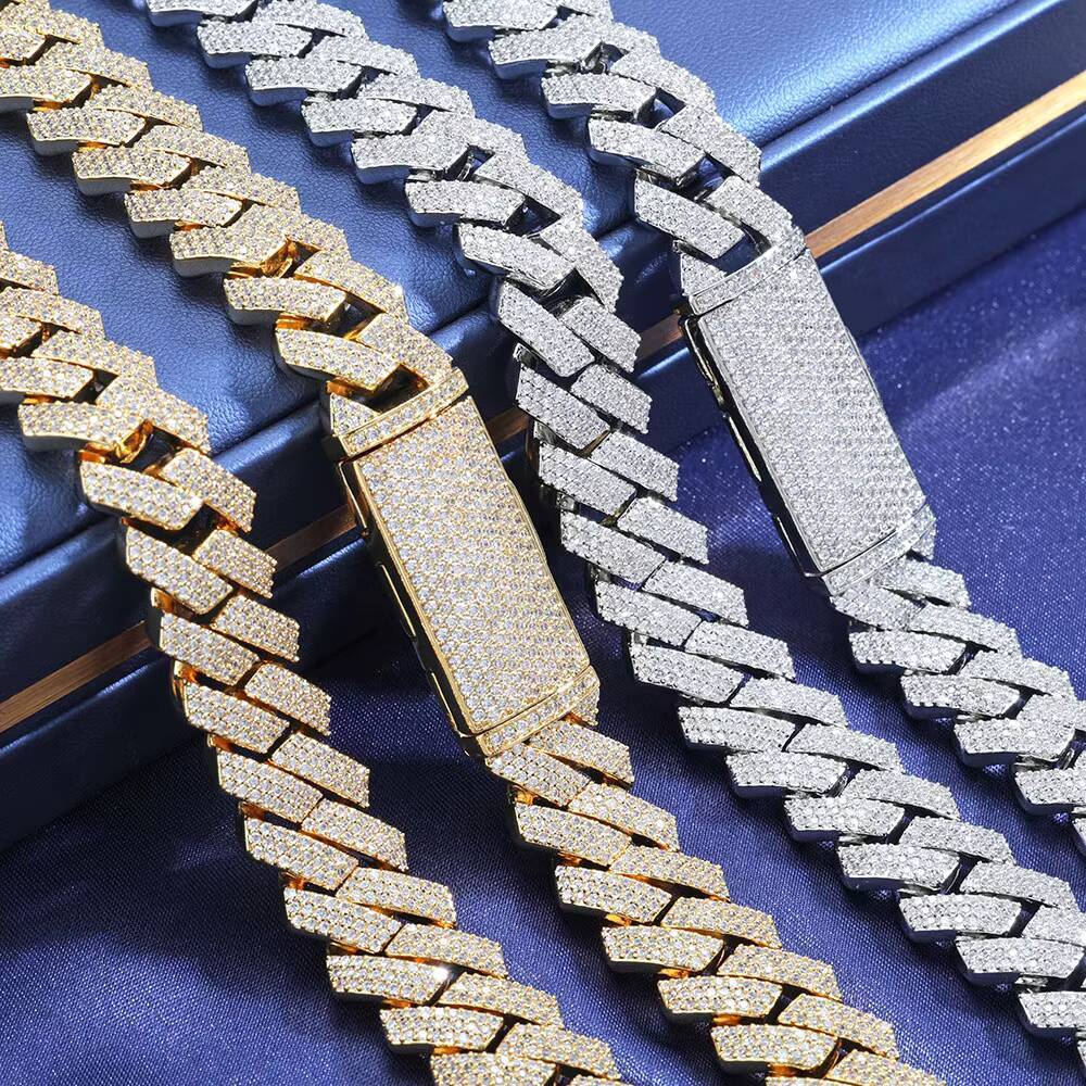 Laboratory cultivation 925 Silver Jewelry Moissanite Diamond Cuban Link Chain Hip Hop Custom Heavy Cuban Chain Bracelet and Necklace for Men