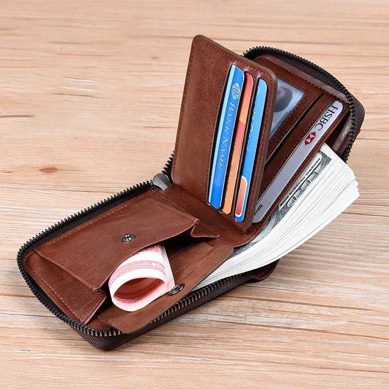 Luxury Designer Genuine Leather Mens Wallets RFIDCard Holder Men Wallet Zipper Coin Purse for Male Cardholder BillfoldT251118