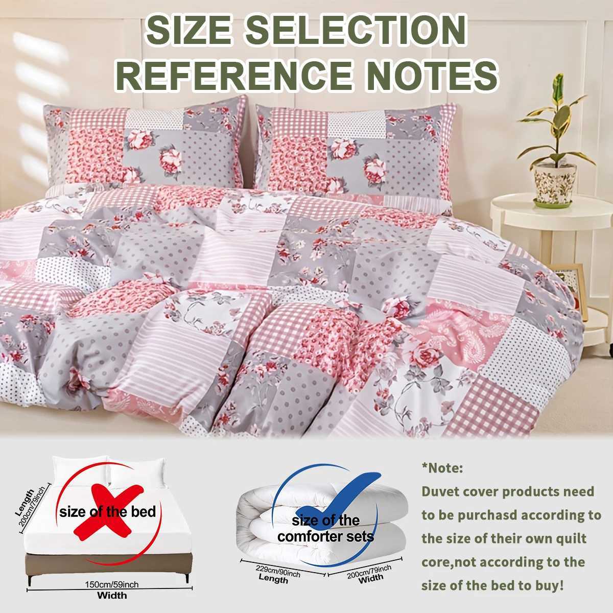 3pcs Splicing floral Pattern Duvet Cover Set Soft Skin-Friendly Bedding Set Includes 1 Duvet Cover And 2 casesM251118