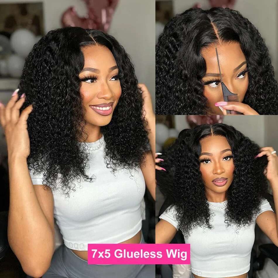 CEXXY Short Bob 13X6 HD Frontal Jerry Curly Hair Water Wave 13X4 Lace Remy Human Wig For Women On Sale