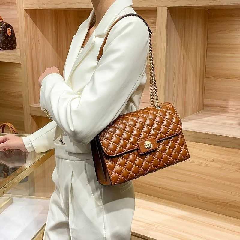 High end diamond grid chain small square bag for women 2025 new spring and summer single shoulder diagonal cross armpit bagW251118