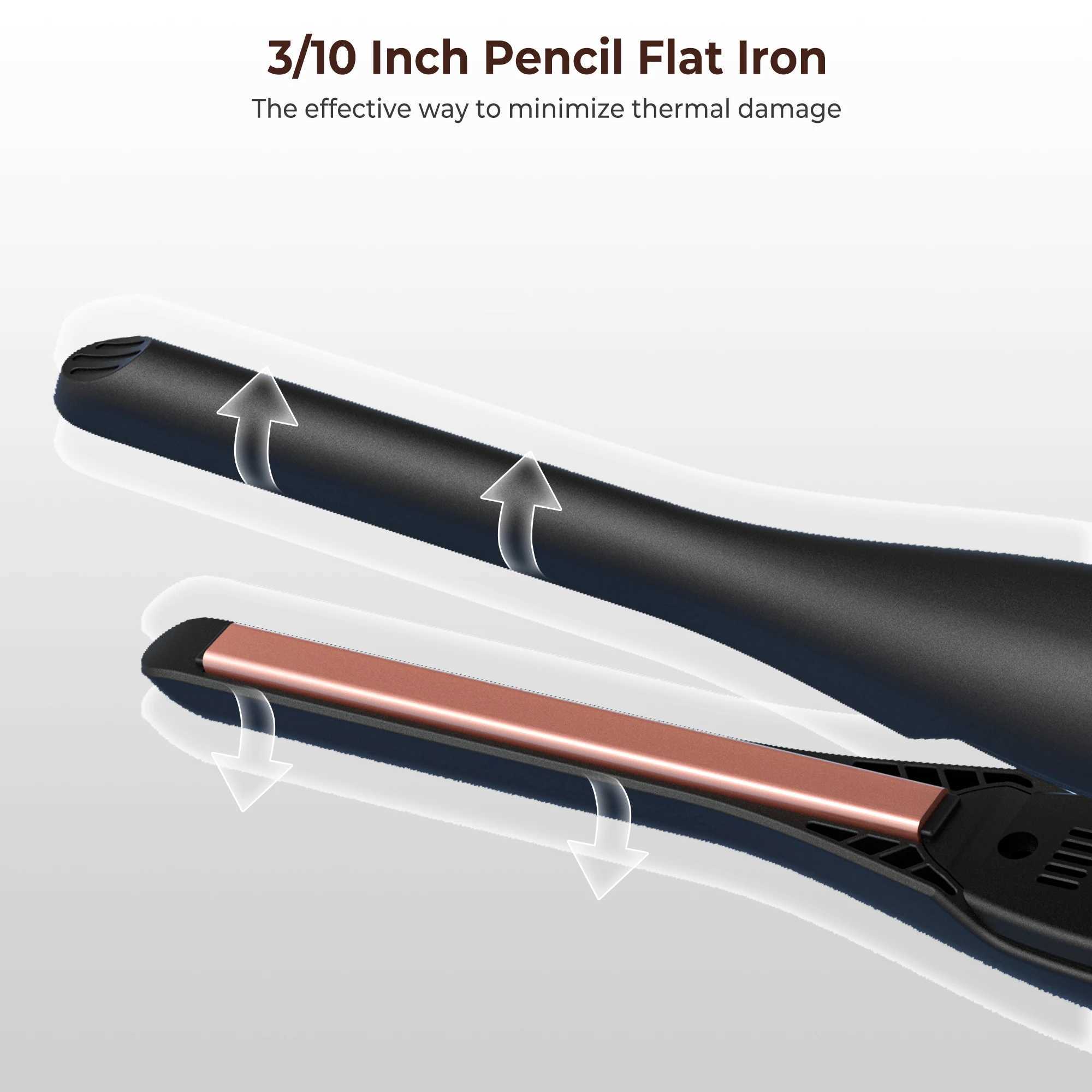 2 in 1 Mini Hair Straightener and Curler 3/10 Inch Small Flat Iron Hair Straightening Styler Pencil Flat Iron for Short Hair W250610