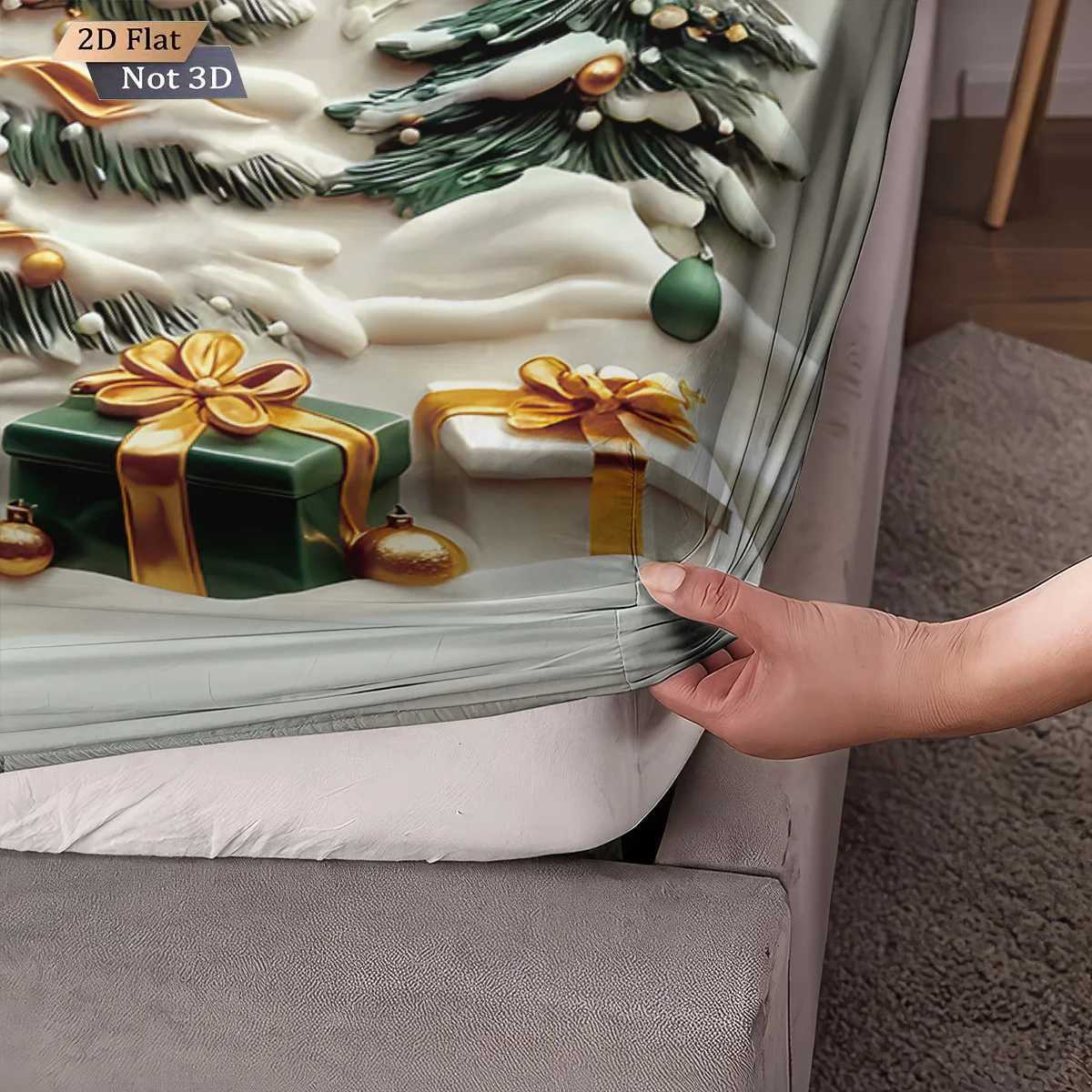 3pcs Christmas tree print coreless bed sheet set with various sizes of bed covers bedroom bedding decorations machine washableM251118