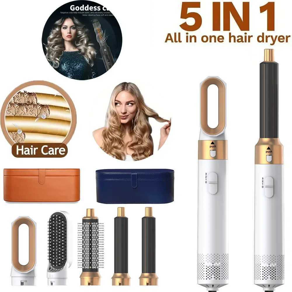 5-in-1 hair dryer hot air comb used for curling straightening and curling hair with detachable accessoriesXJ250418