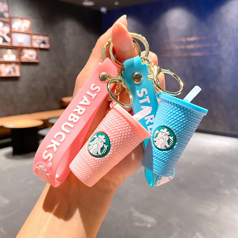 Free shipping Keychains Lanyards Starbucks keychain pendant couple bag car keychain decoration floor push gift