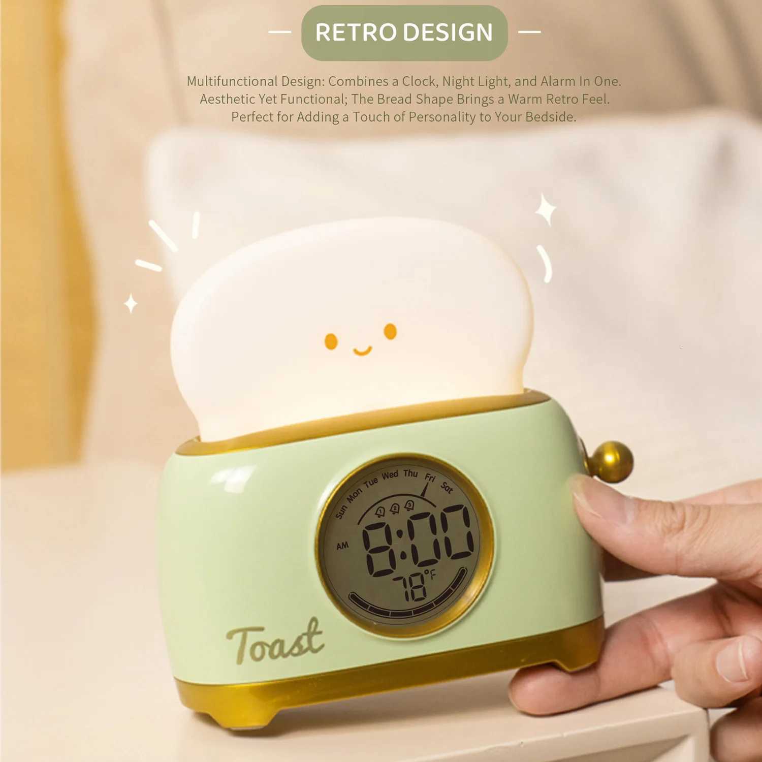 Night Lights Alarm Clock Wake Up LED Nightlight Bedsides Desk Lamp Indoor Lighting Timing USB Dimmable Light Kids Gifts M251118