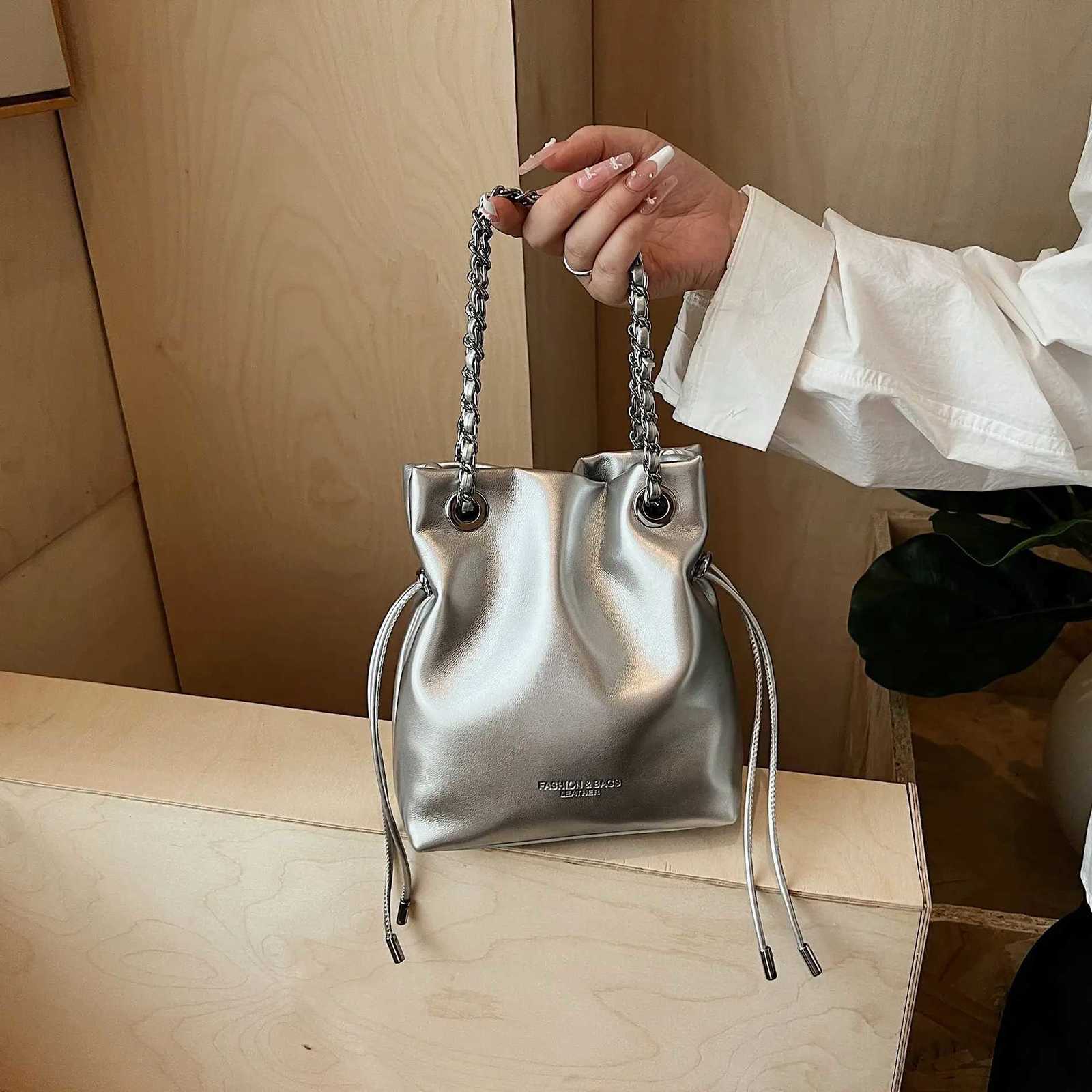 Korean Style Chain Drawstring Bag 2025 - Underarm Shoulder/Crossbody Trendy for Work Commute Weekend ShoppingW251118