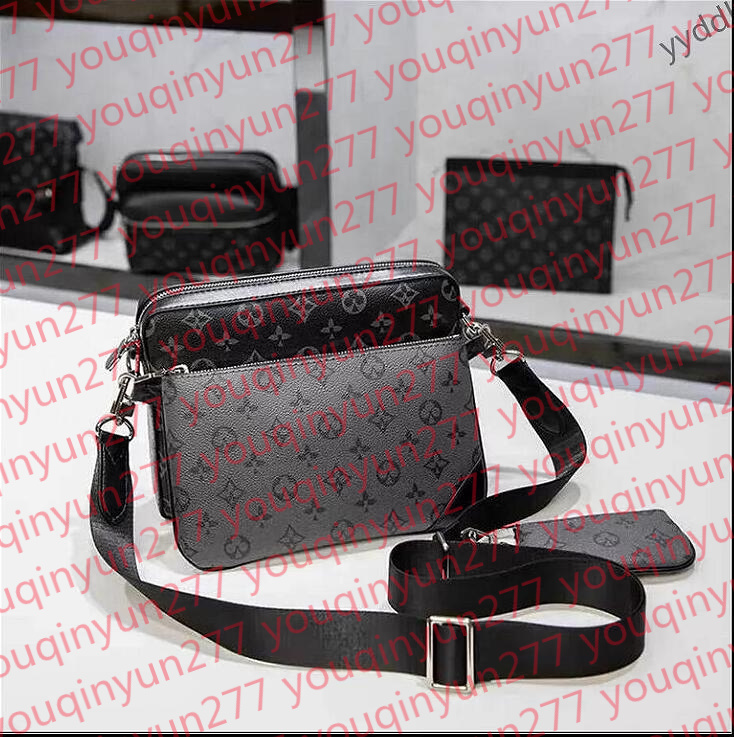 TOP Handbags Women Men Leather TRIO Messenger Bags Shoulder Make up Bag Designer Handbag Tote Man's bag