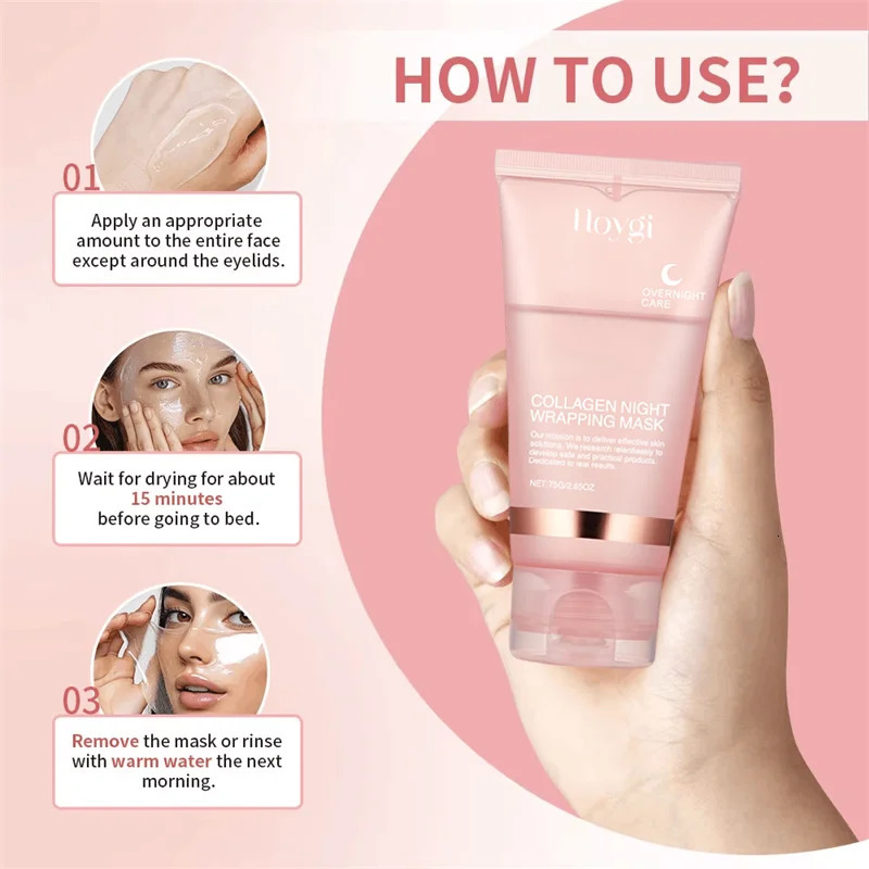 Night Collagen Wrapping Mask Rejuvenation Korean Face Mask Make Glowy Skin Elasticity Facial Mask 75ml 250418