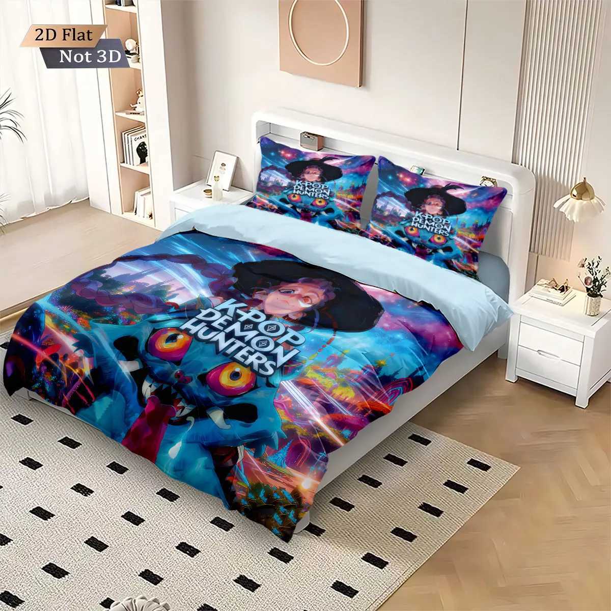 3pcs K-Pop Demon Hunters printed coreless duvet cover set multi size bedroom and dormitory bedding decoration machine washableM251118
