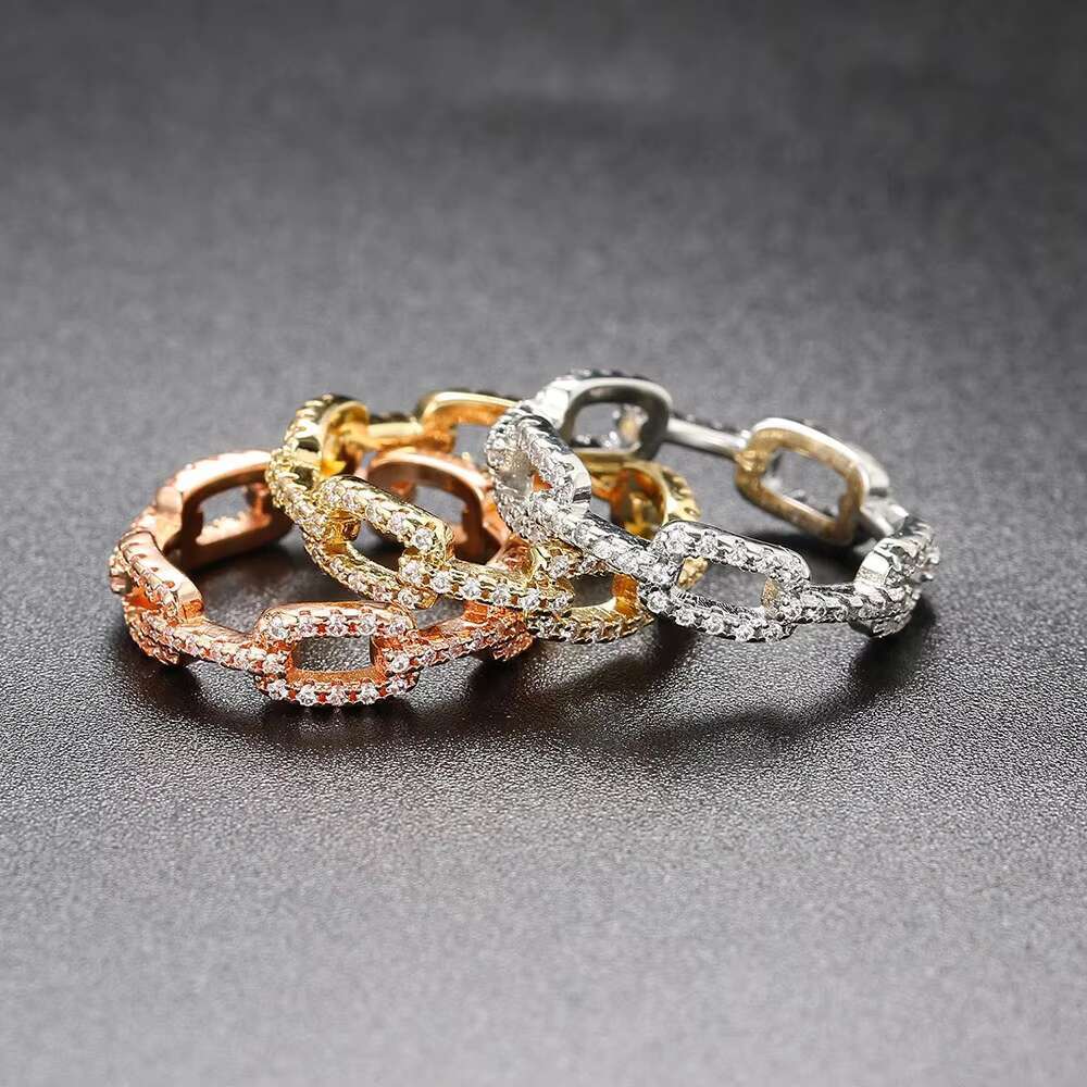 DHCollections Fashion Jewelry High Quality Trendy Ladies Woman 5mm Full CZ Zircon Chain Ring