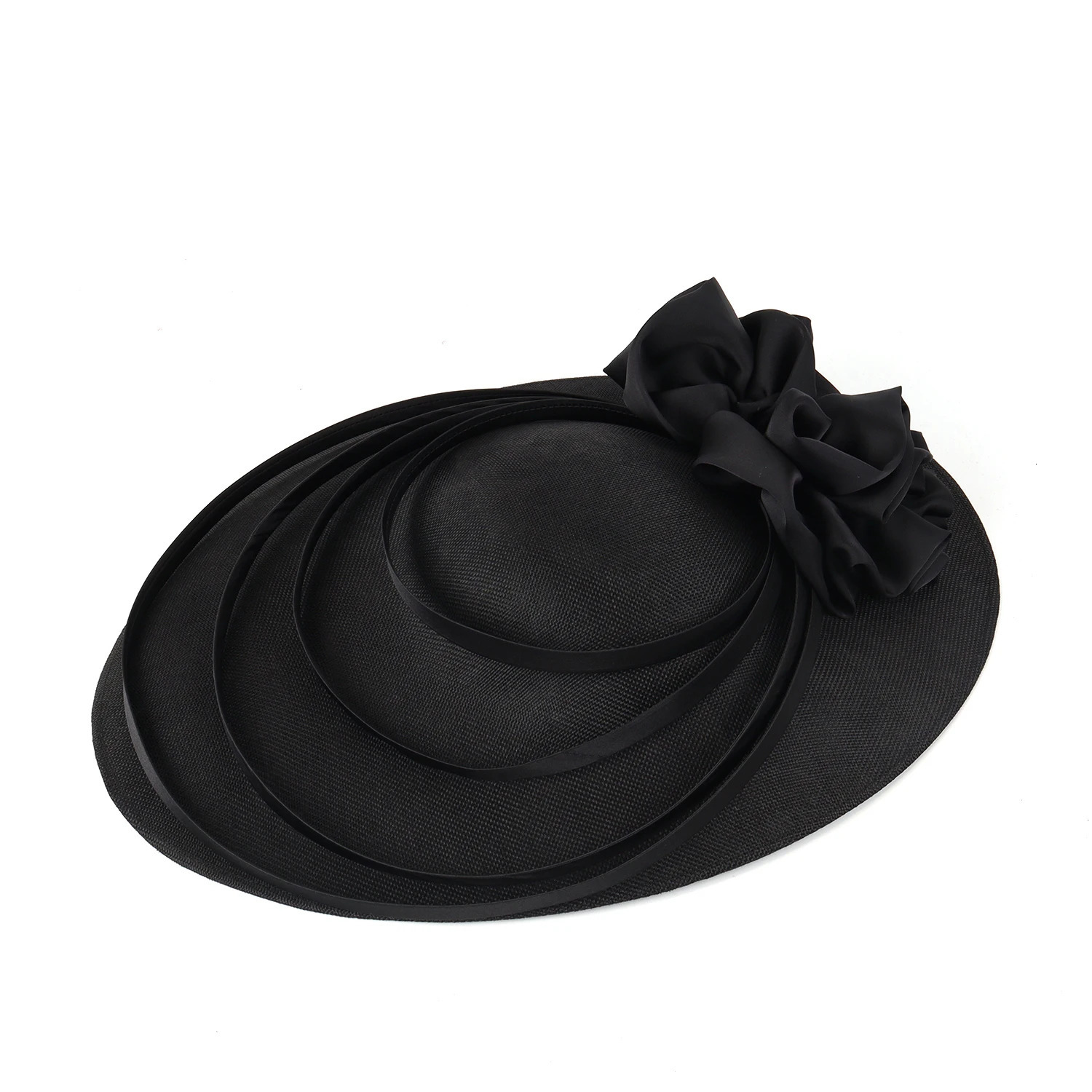 Black Large Flower Fascinator Sinamay Church Hat kentucky Hat Wedding Headband Hat Cocktail Tea Party for Women 250326