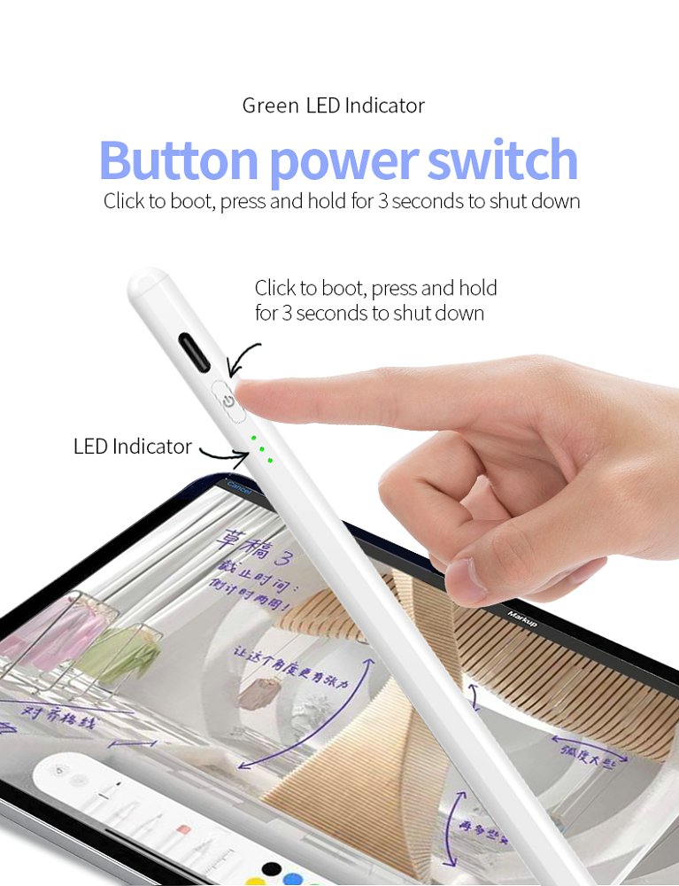 Wholesale Factory Stylish for Tablet Chargeable Touch Pen for iPad Capacitive Screen Pen Active Stylus Pen for Touch Screen