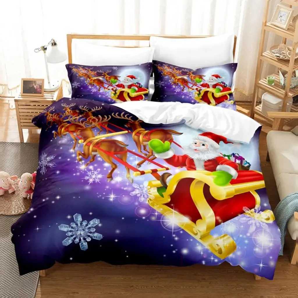 Christmas Duvet Cover Set Santa Claus Elk Children Bedding Set Holiday Gifts for Bedroom Decoration Queen King Full SizeM251118