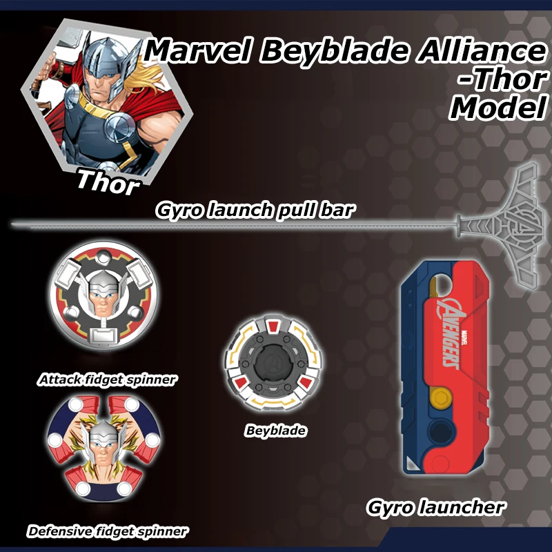 Marvel Avengers Thor Style Beyblade Battle game Beyblade launcher 4PCS Fidget Spinner Movie Peripheral Toy Set Boys Gifts