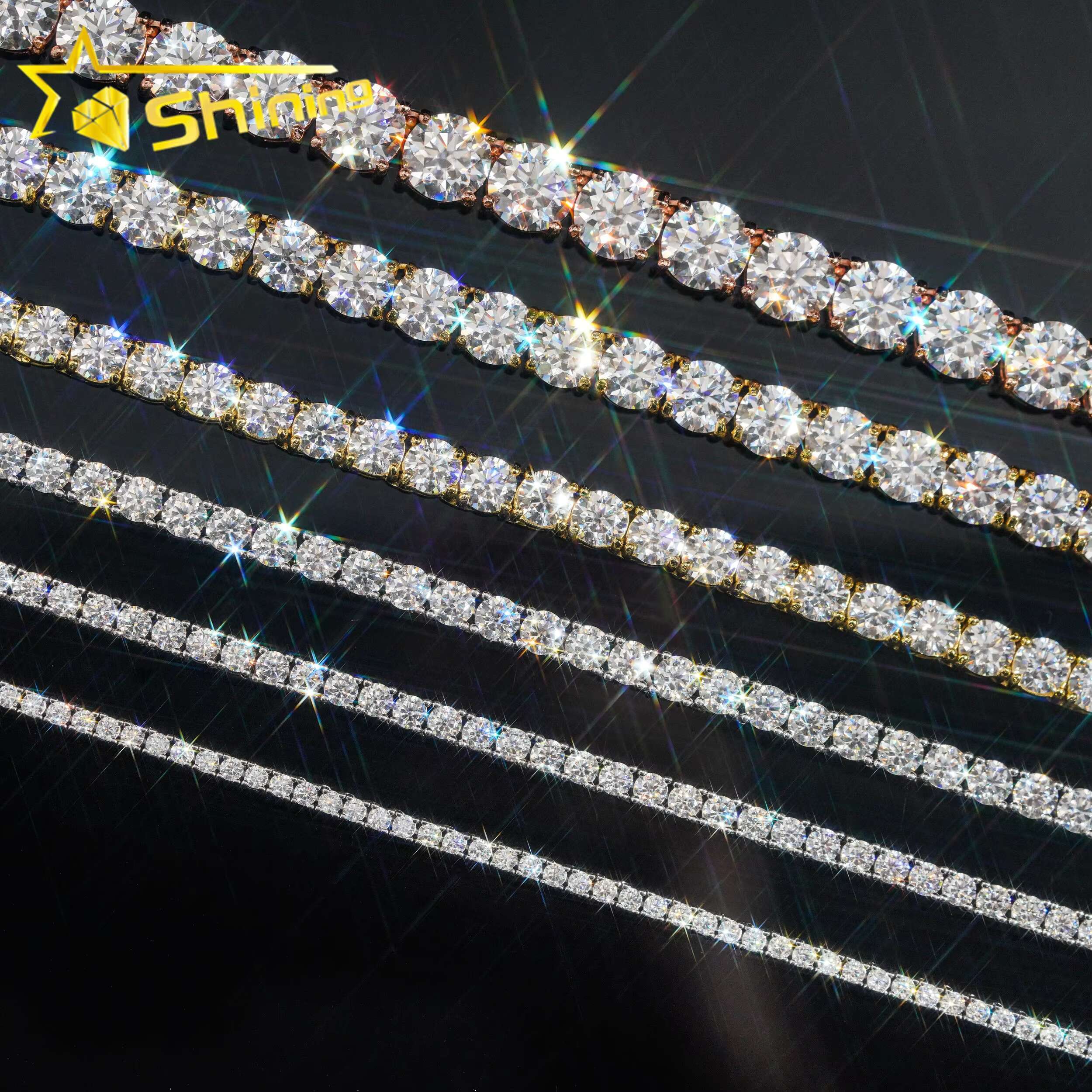 Cheapest Price RTS Sterling Sier 2mm 3mm 4mm VVS Dia Necklace Moissanite Tennis Bracelet Chain