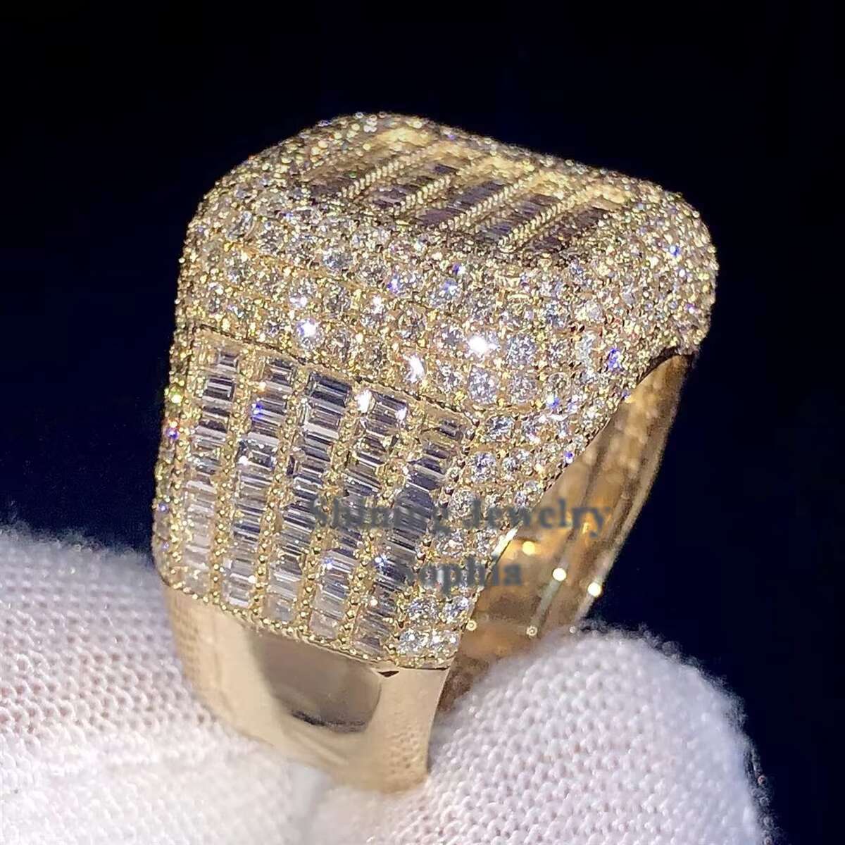 New Arrivals S Sterling Sier Rose Gold Fashion Style Hip Hop Custom Hand Set Vvs Moissanite Dia Iced Out Ring
