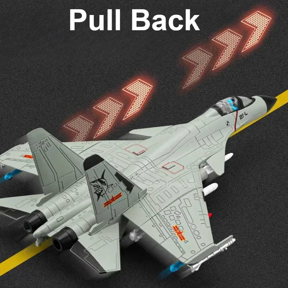 189 Scale J-15 Fighter Model Toy Alloy Military Aircraft Models Light Sound Pull Back Boys Birthday Airplane Collection Gifts C251118