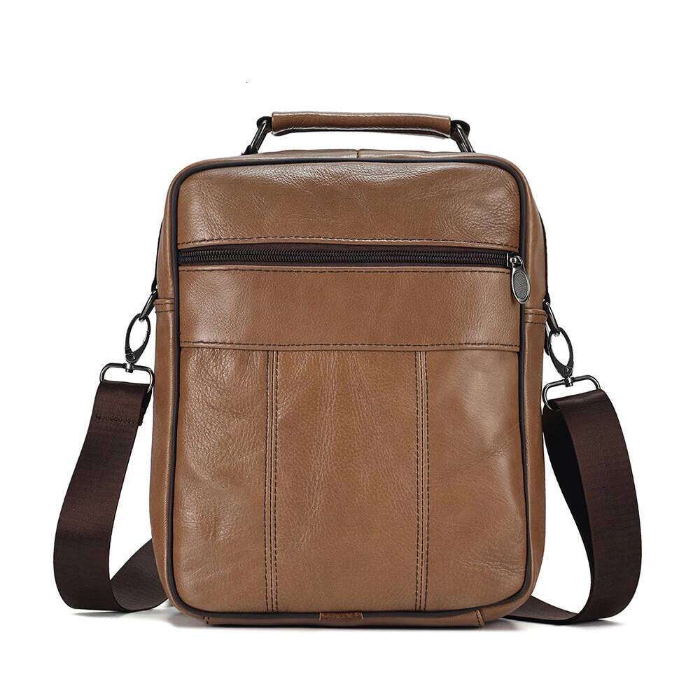 Genuine Cowhide Leather Men Travel Sling Shoulder Crossbody for Male Casual Messenger Bag Satchel Bags