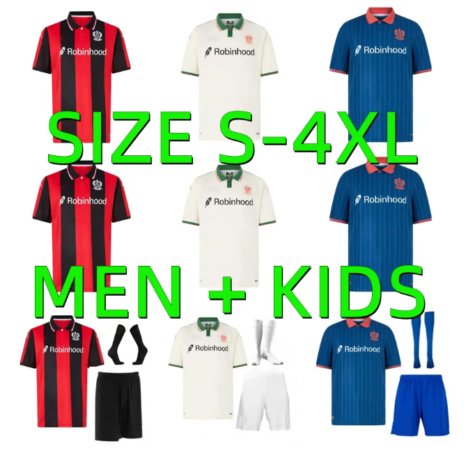 maillot de foot 24 25 26 OGCS Nices Soccer Jerseys home away 2024 2025 2026 player version DIOP MOFFI BOGA ROSARIO THURAM Football Shirt Uniforms Men Kids Kits
