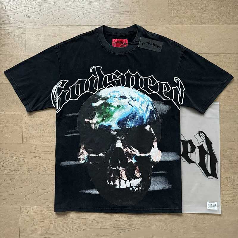 GOD SPD T-shirt Short Slve Men Women High Quty Earth Skull Print Strtwear Godspd Tops TC250418