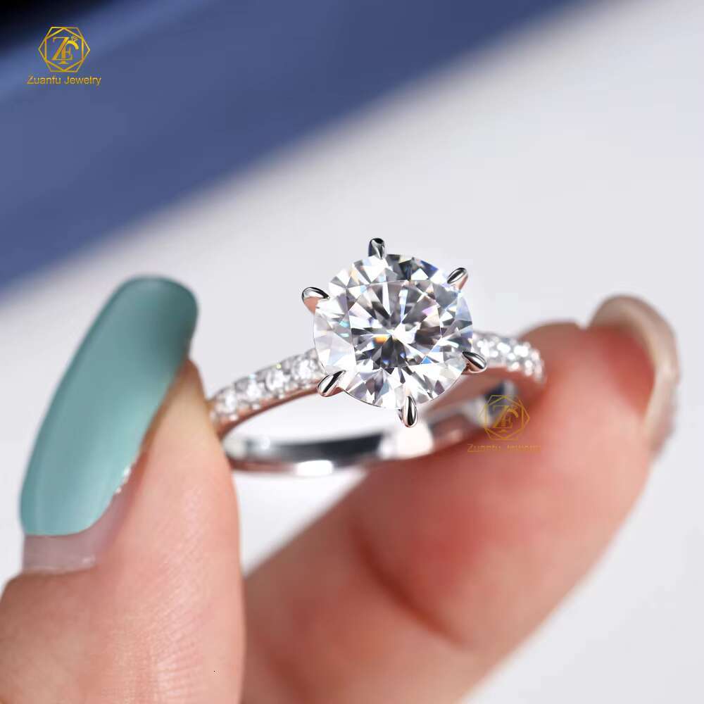 Custom Ring 18K Gold Platinum VVS 3CT Round Moissanite Engagement Ring White/Yellow/Rose Gold Moissanite Ring Wedding Ring