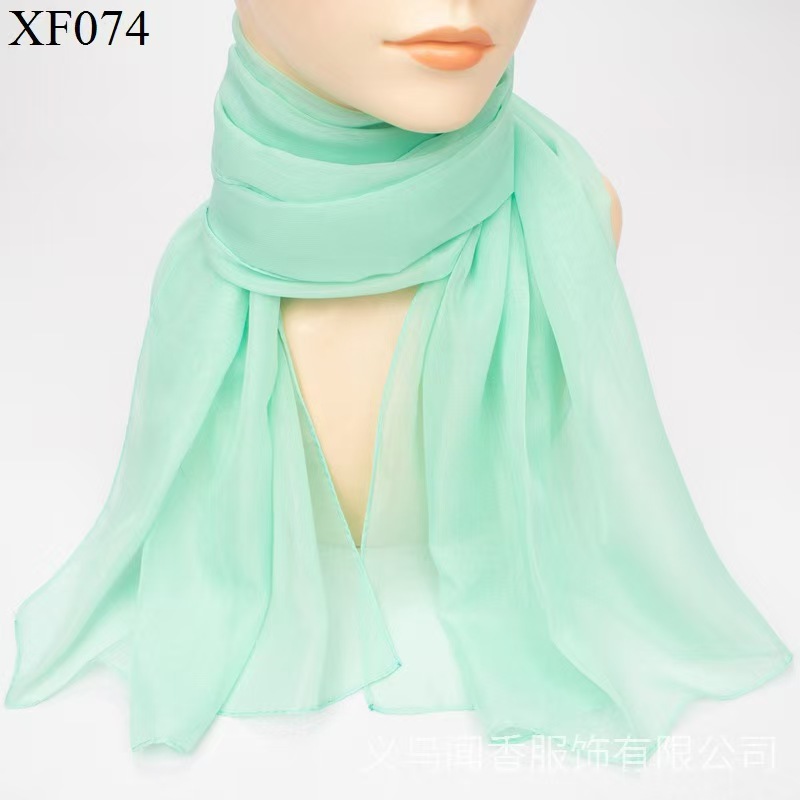 K438 Solid color chiffon silk scarf for women for dance party uniform decoration scarf flowing long scarf thin sunscreen neck collar