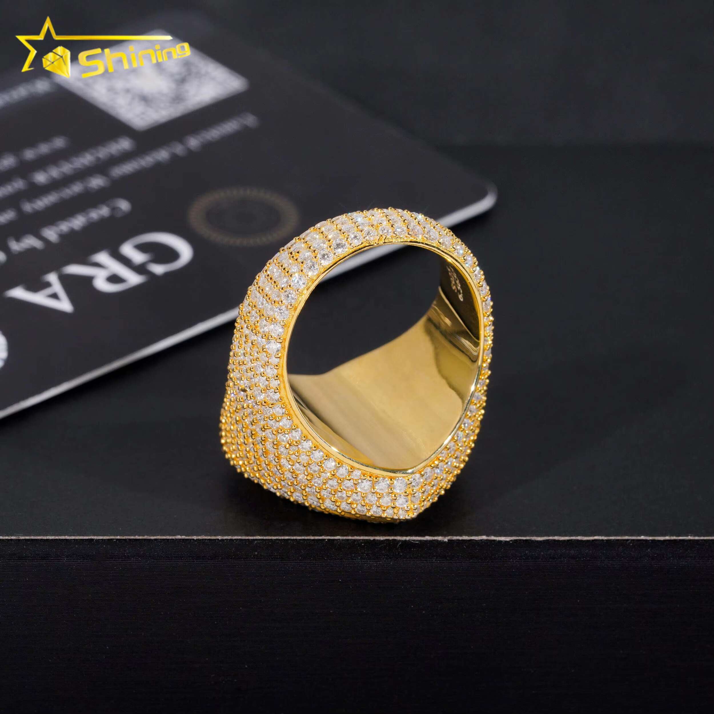 Hip Hop Fine Jewelry Two Layers Heart Style Iced Out Gold Plated Sier Moissanite Rings for Men