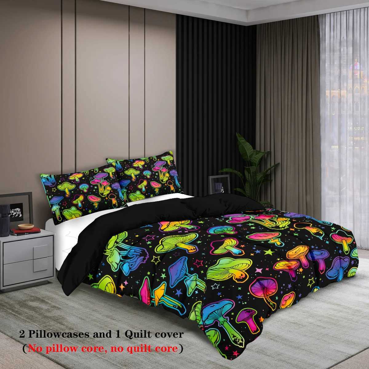 3-piece down duvet cover with gradient mushroom print 1 down duvet cover2 cases no core Halloween themed bedding setM251118