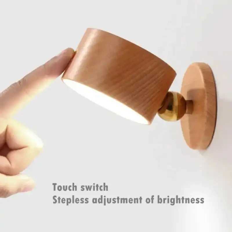 Wooden Indoor Bedroom Living Room Wall Mounted Lamp Down Touch Usb Charging 360 Degree Rotating Magnetic Sconce Light M251118