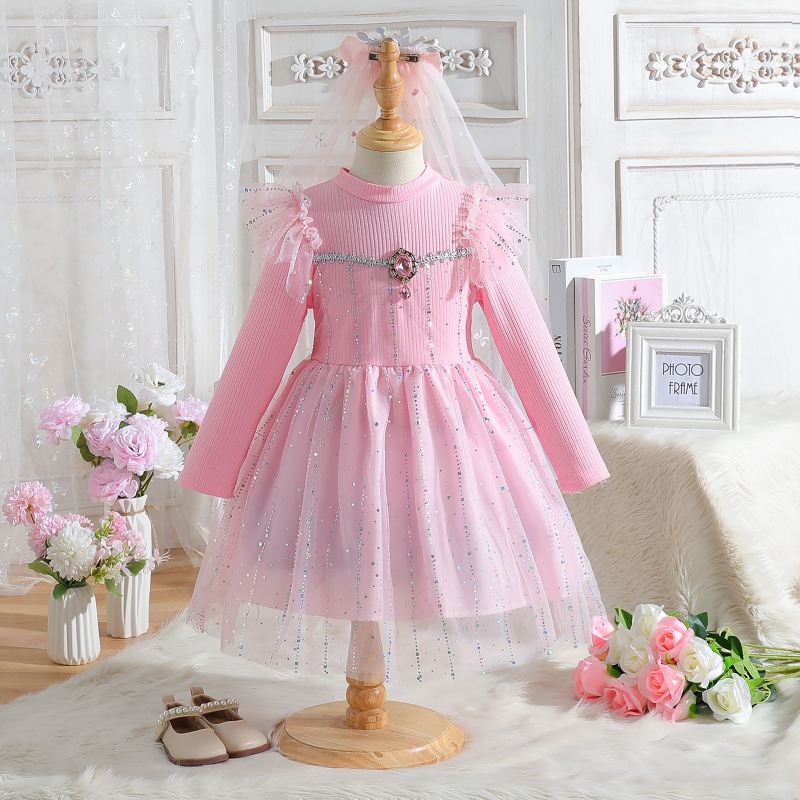 DISNEY Kids designer clothes girl princess dress baby starry sky puffy tulle skirt children's clothes designer kids clothes