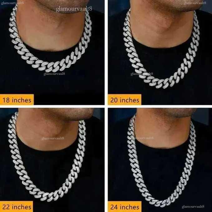 Thick 700gram 20mm Sterg Sier Rose Gold VVS Moissanite Dia Hip Hop Cuban k Chain For Men