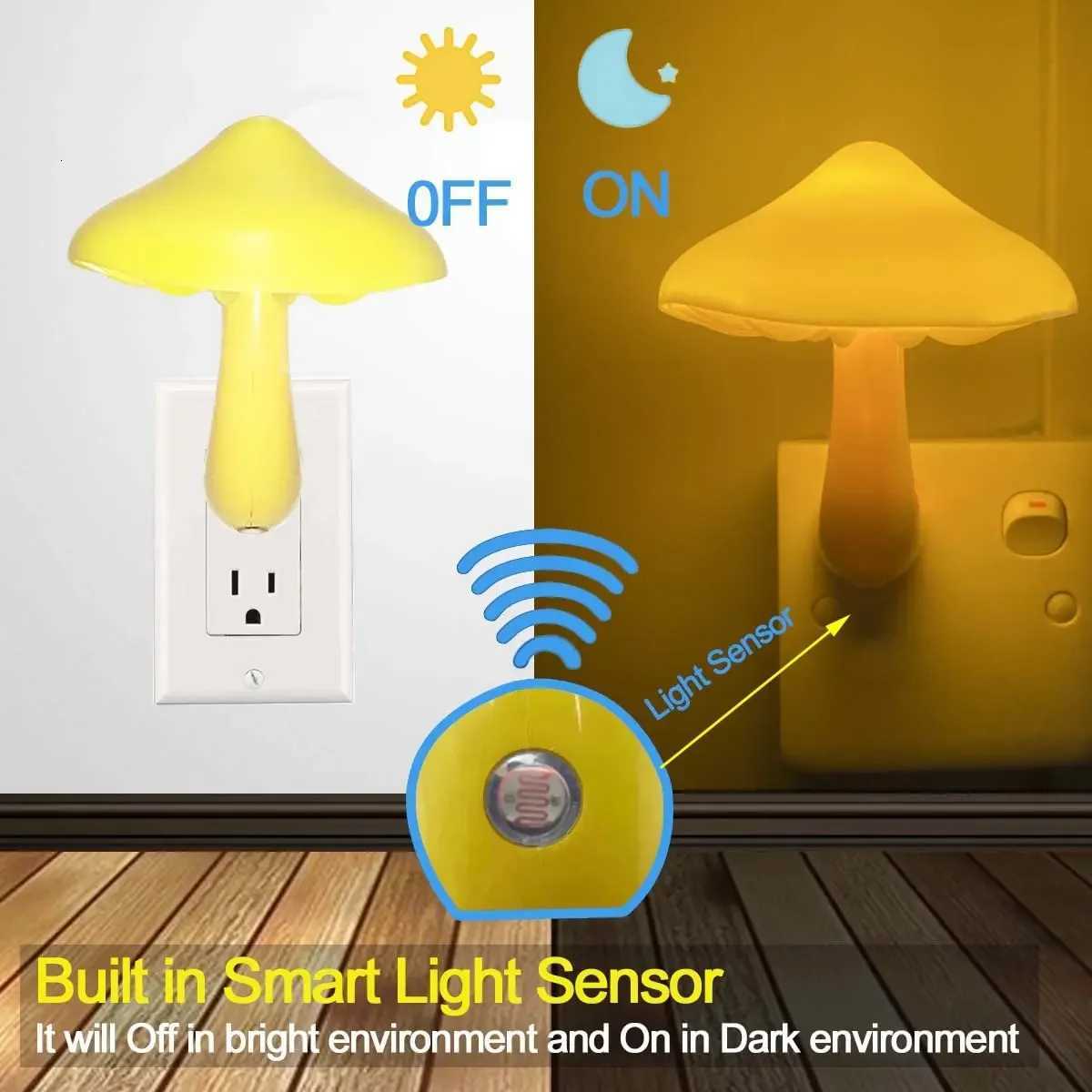 Mushroom Night Light Lamp 220V Dusk to Dawn Sensor Plug in LED Bed Cute Mushroom Nightlight Baby Night Lights for Kids Children M251118