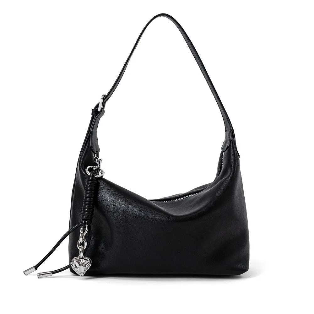 split leather womens underarm bag 2025 new niche design vintage simple crossbody bag cowhide fashion handbag shoulder bagW251118