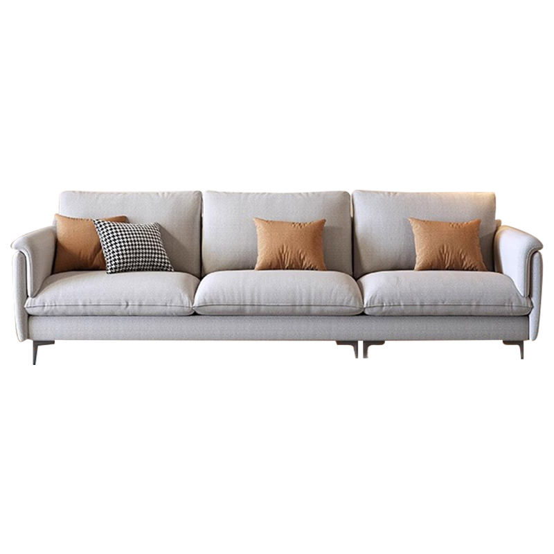 Small Space Sofa with Chaise Lounge, Removable Washable Fabric Couch, Modern Minimalist Living Room Sofa with Cushions, Stylish & Practical Home Furni