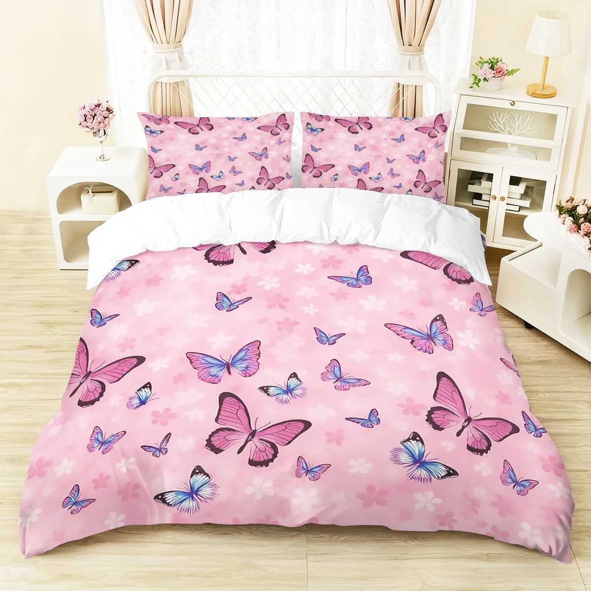 3 beautiful butterfly printed down duvet covers 1 down duvet cover2 cases no core Soft and comfortable bedding setM251118