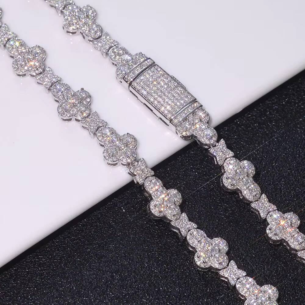 Laboratory cultivation of Moissanite Jewelry Cross Star Shaped Design Diamond Chain Can Pass Diamond Test 925 Sterling Silver Necklace for Men Women