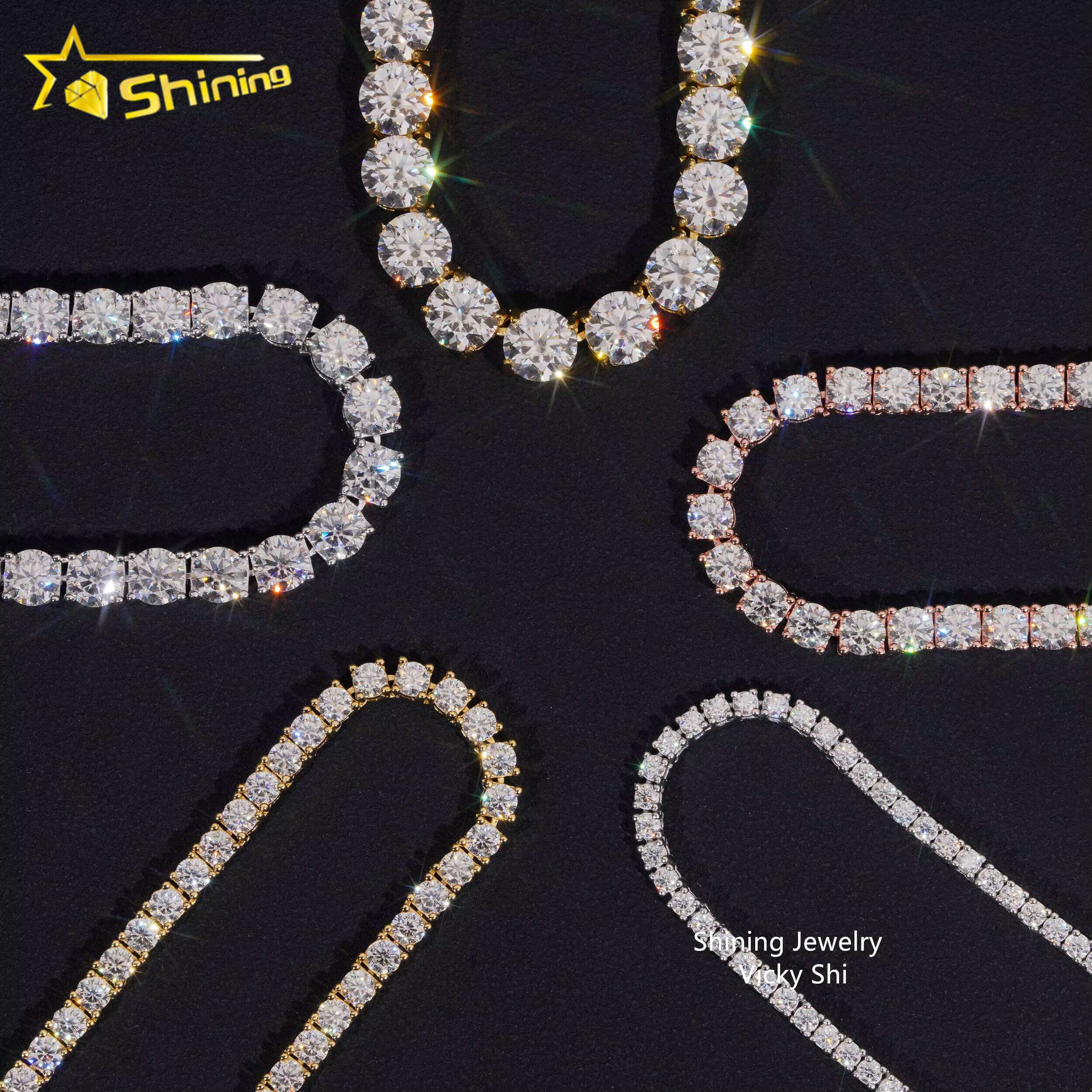 Large Stock Fine Jewelry Men Women Bracelet Hip Hop Iced Out Sier Moissanite Tennis Chain Ready to Ship