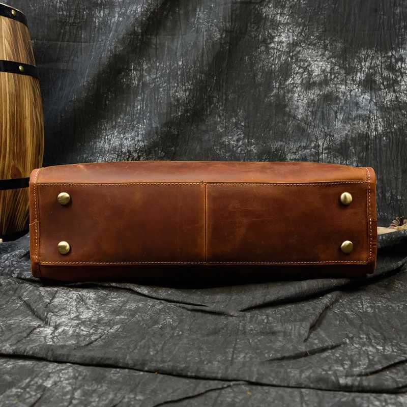 Luufan mens genuine leather laptop briefcase laptop work handbag mens investment portfolio business handbag mens computer bag Z250418