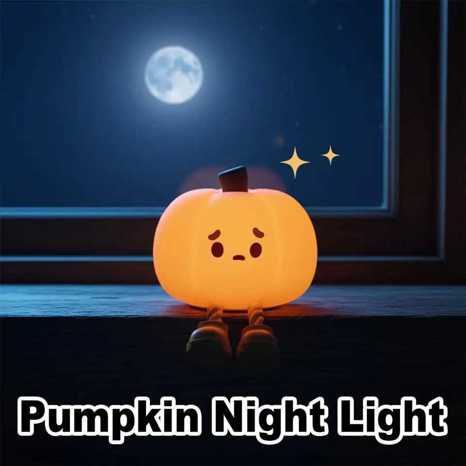 Rechargeable Halloween Led Night Light Soft Nightlight Novelty Cute Squishy For bedroom Silicone Portable Pumpkin For kids Ghost M251118