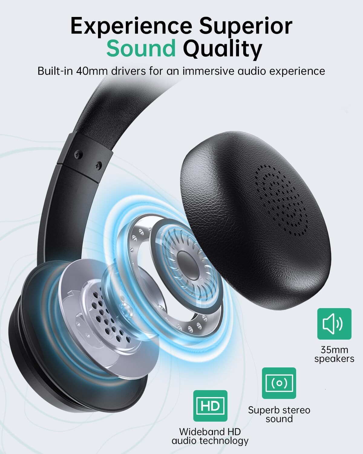 Wireless Headset Work AI Noise Cancelg Clear Calls, Bluetooth V5.3 Headphones with Microphone to USB A/C Dongle & Mic Mute for Computer Laptop PC iPho