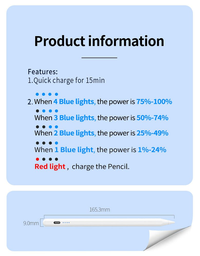 Universal Stylus Pen Chargeable Touch Pen Compatible for IOS &Android Touch Screens for iPad Type-c Charging Port Active Stylus