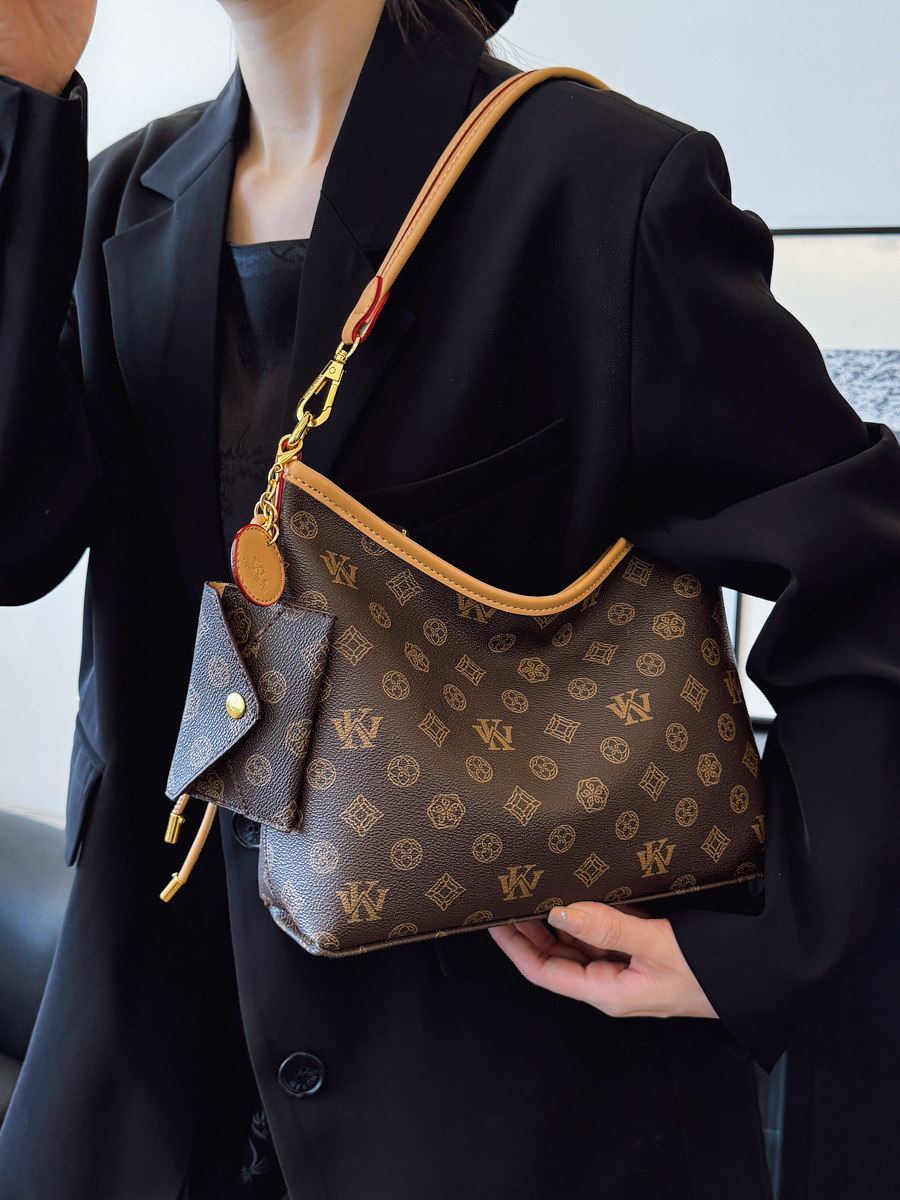 WK Shoulder Bag Handbag Crossbody Bag New Printed Underarm Bag Fashionable Retro Trendy Commuter Small Square Bag for woman Shopping Tote